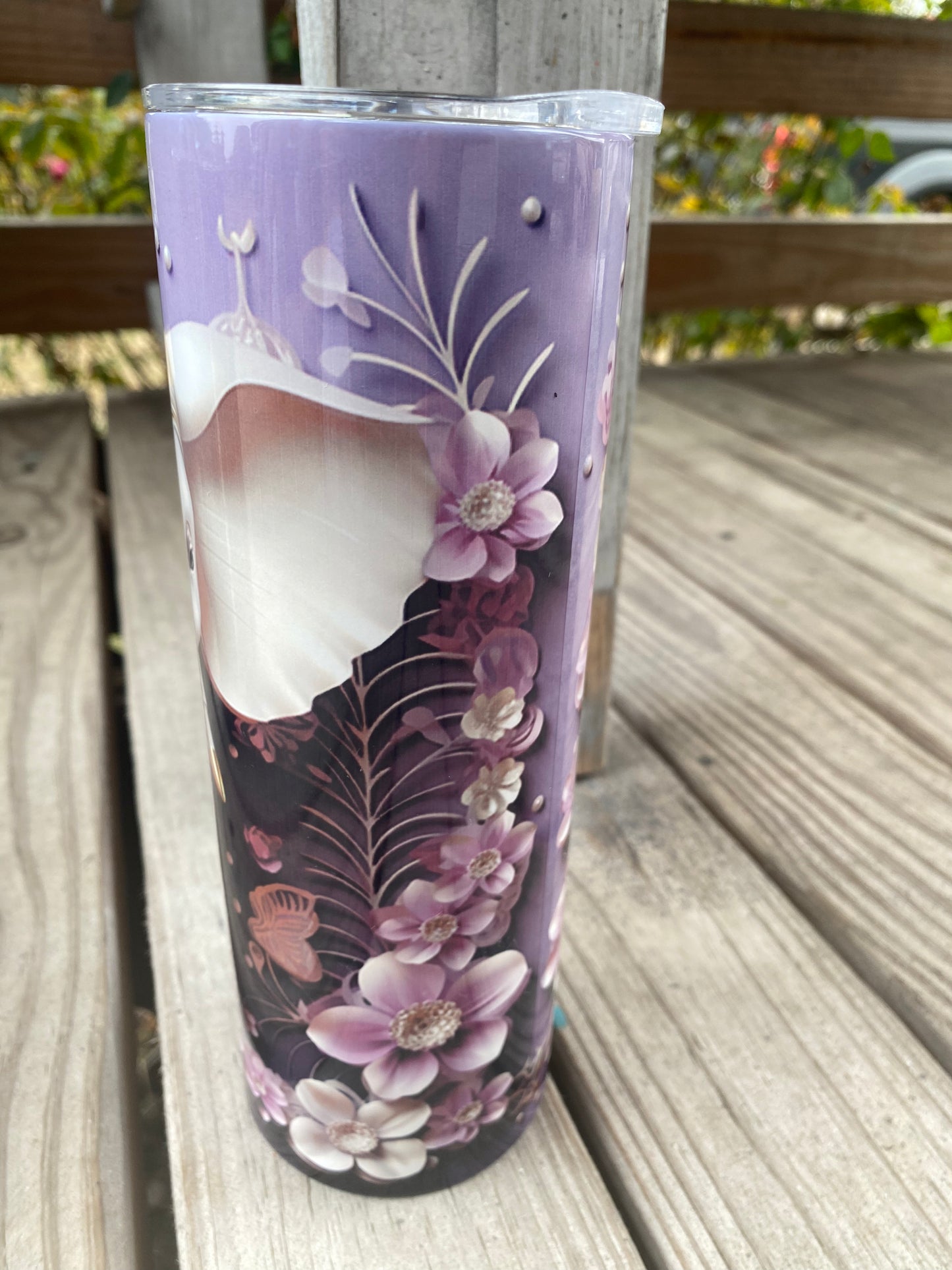 20oz purple with jewel and flowers elephant glossy tumbler