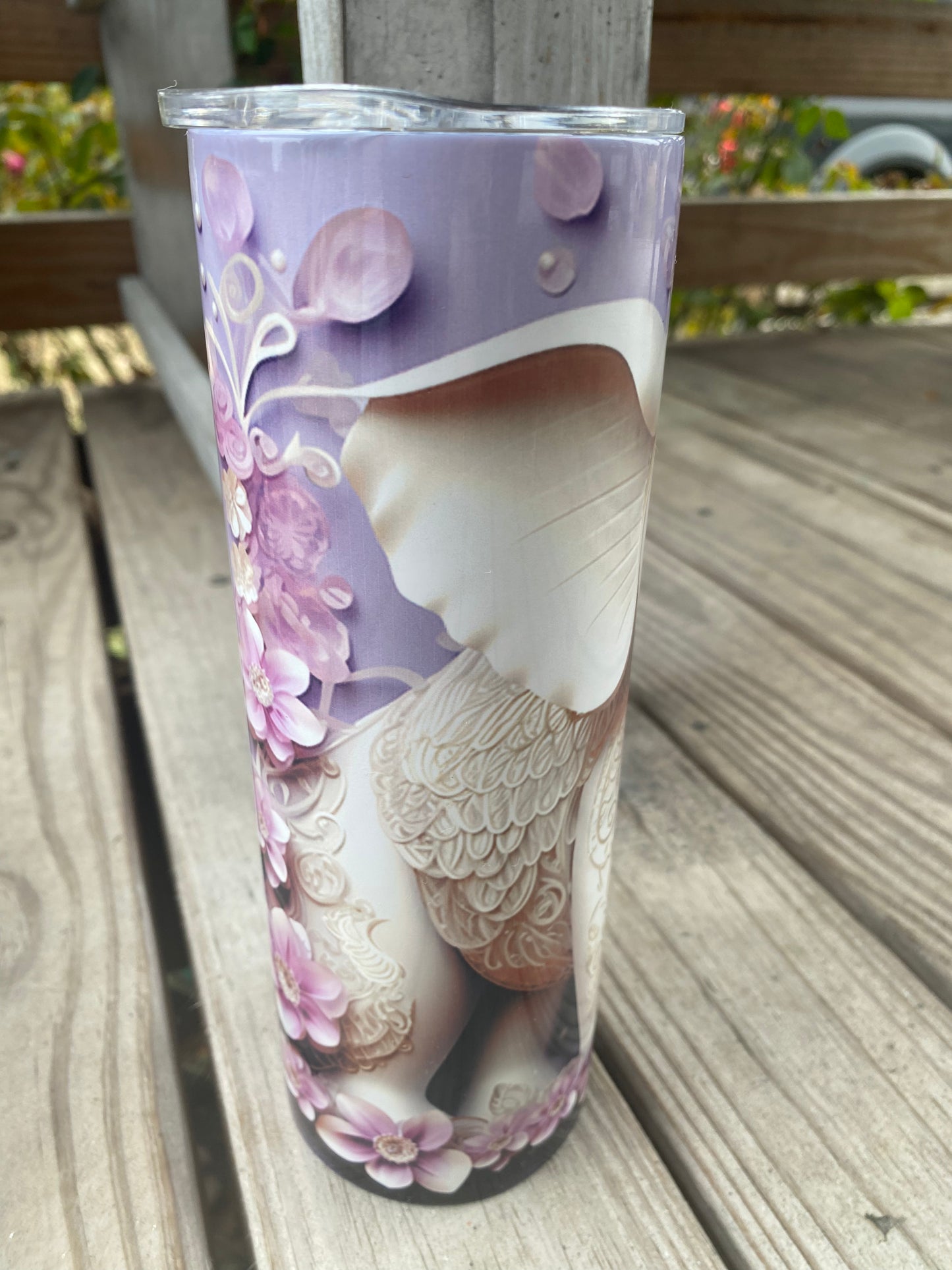 20oz purple with jewel and flowers elephant glossy tumbler
