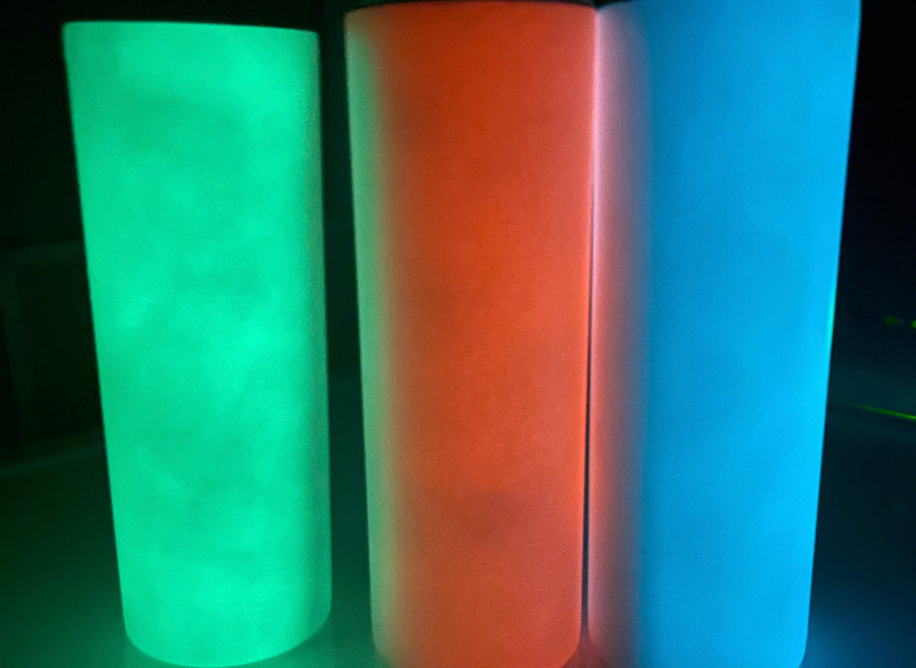 Team cups glow red/orange in dark 20oz