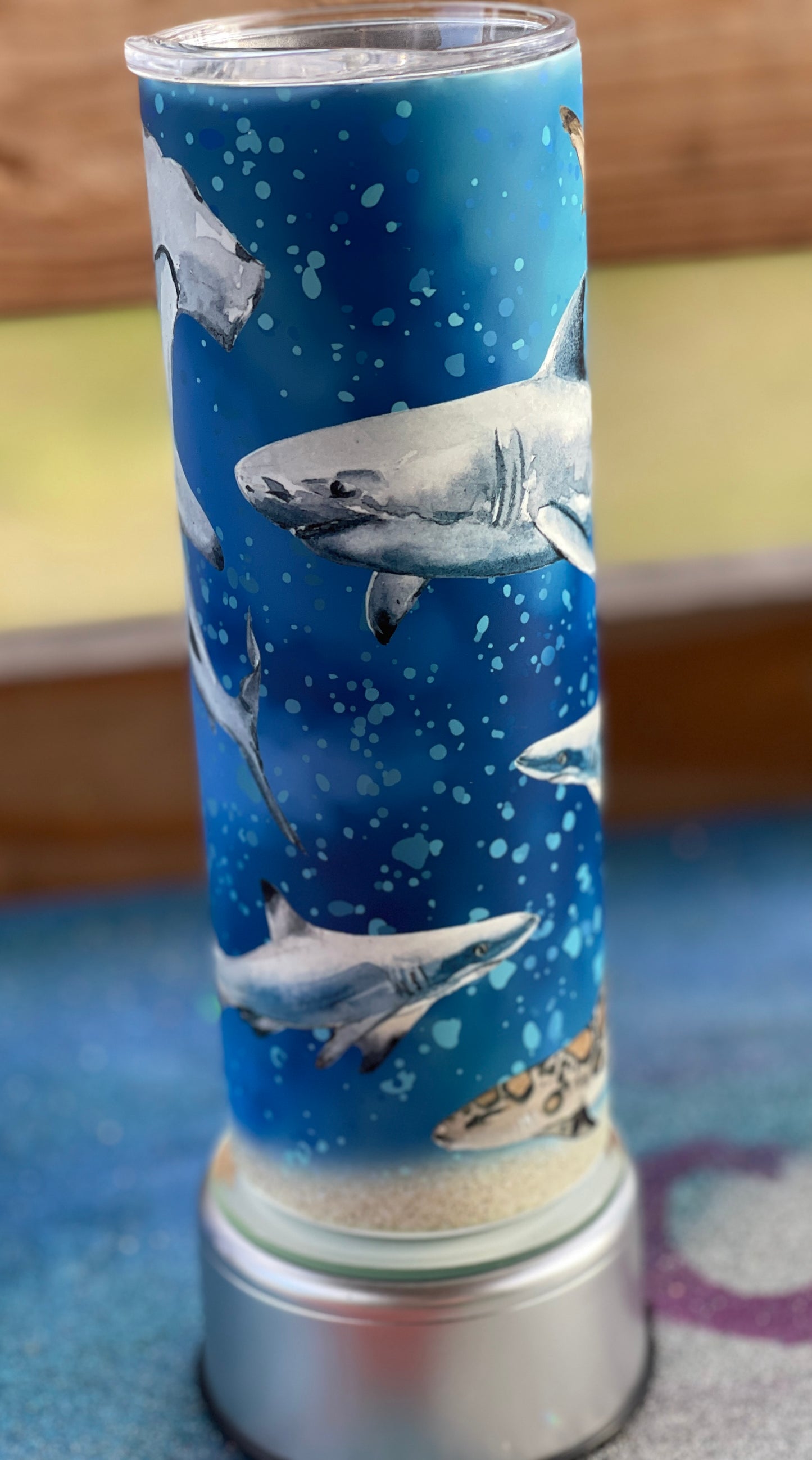 20oz glossy or Light Blue Glow in the Dark Shark Tumbler