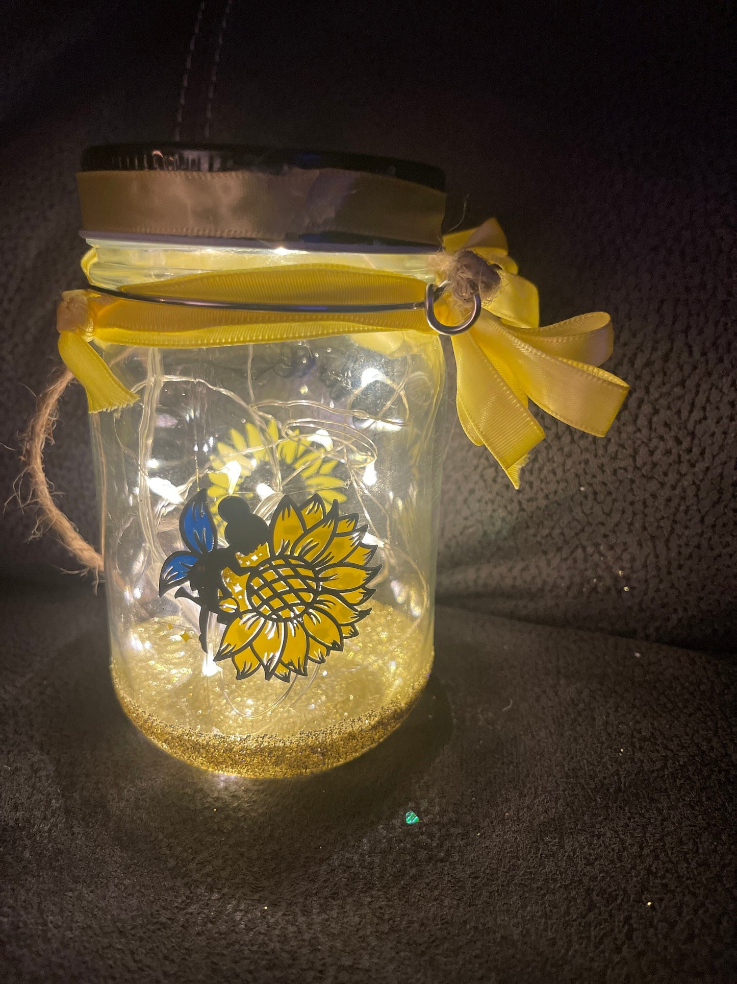 sunflower jar with lights