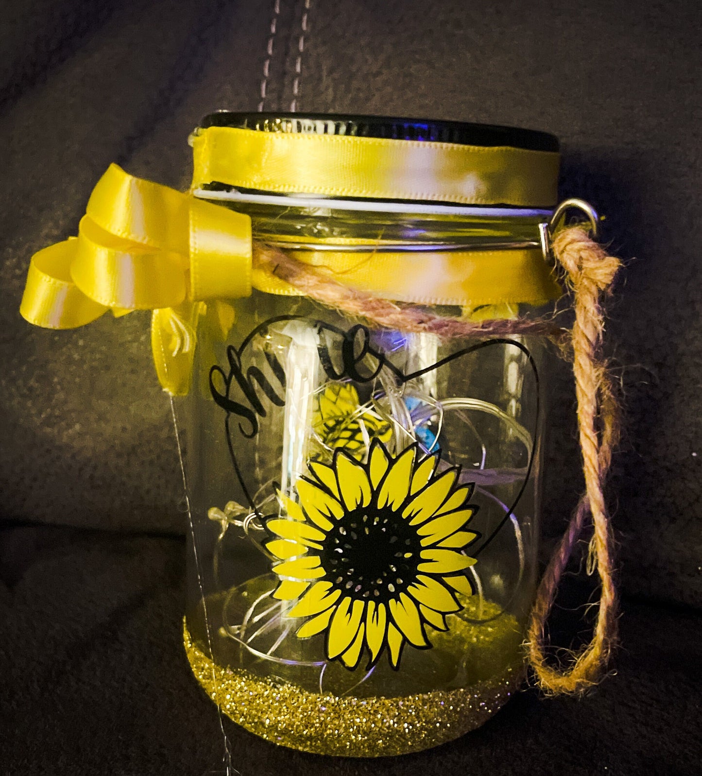 sunflower jar with lights