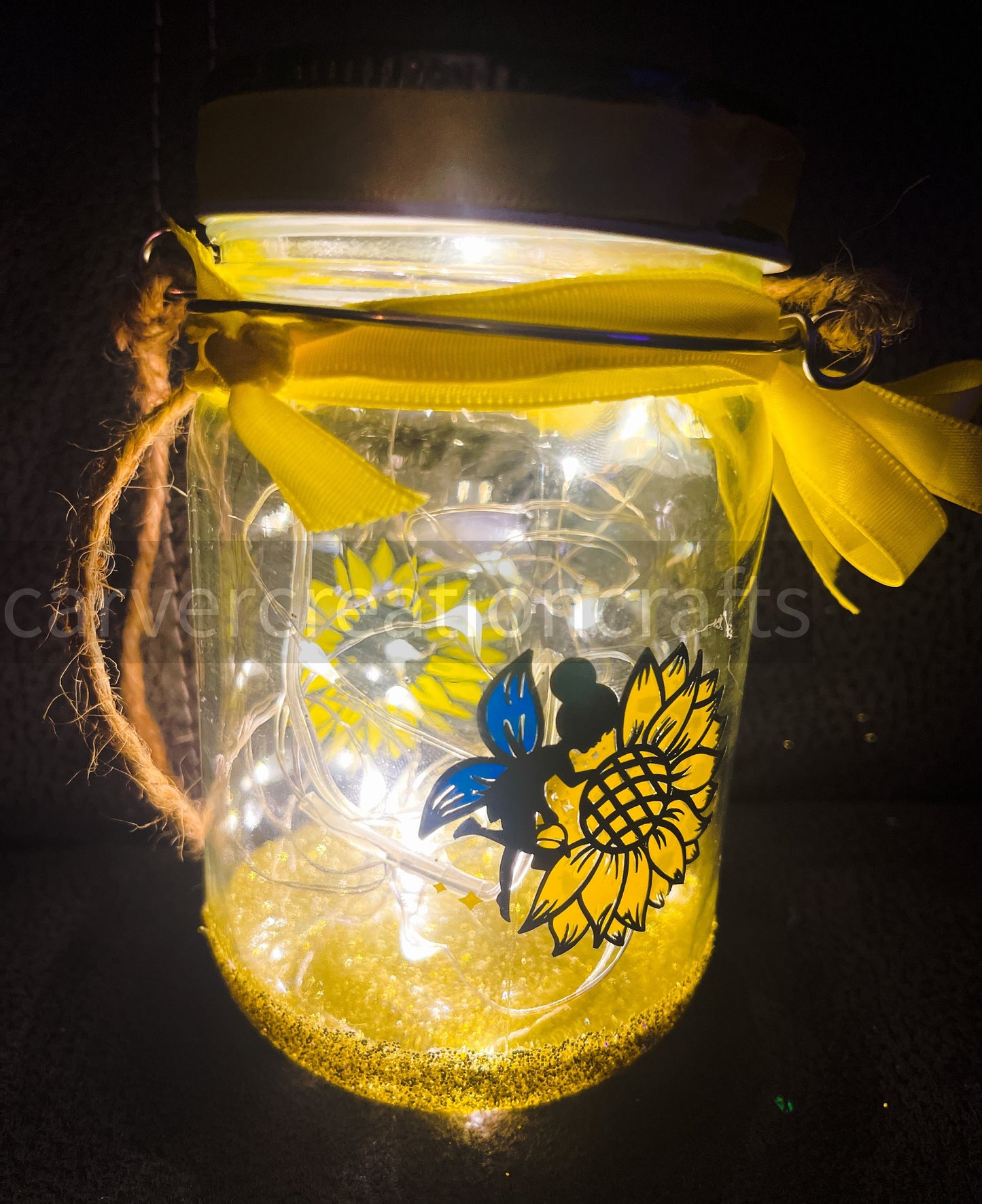 sunflower jar with lights