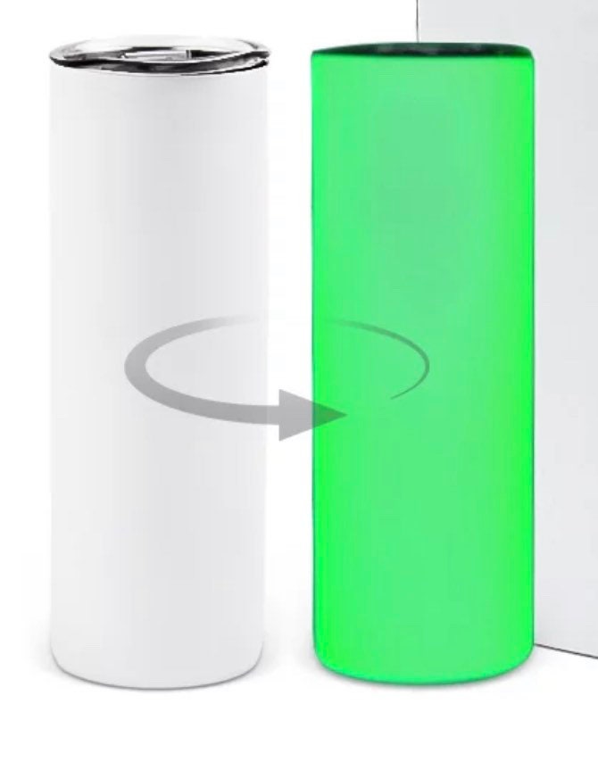 20oz glow in the dark sublimation tumbler/white to bright neon green/diy gifts