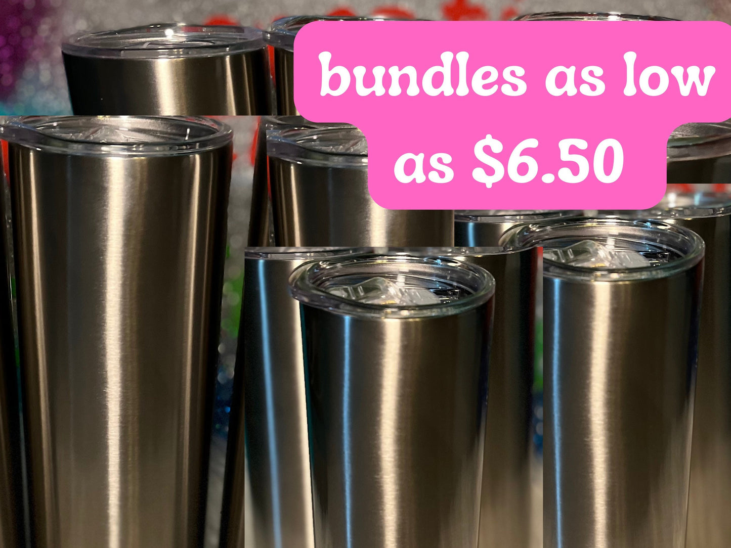 Ready to Ship!! Bundle Packs of 20oz Silver Color Stainless Steel Double Wall Vacuum Sealed Tumblers/Sublimation Ready/DIY Projects