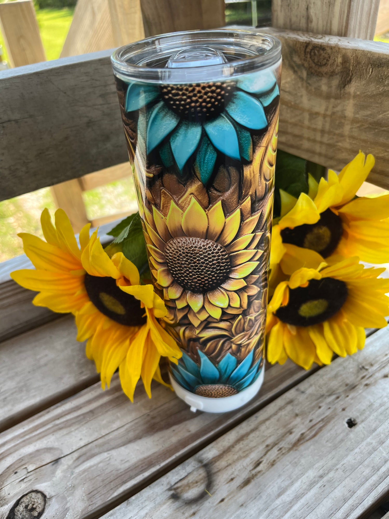 Moon and sunflower engraved Yeti – Vapor Artistry