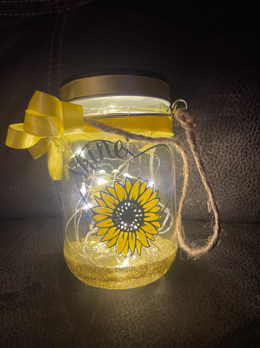 sunflower jar with lights