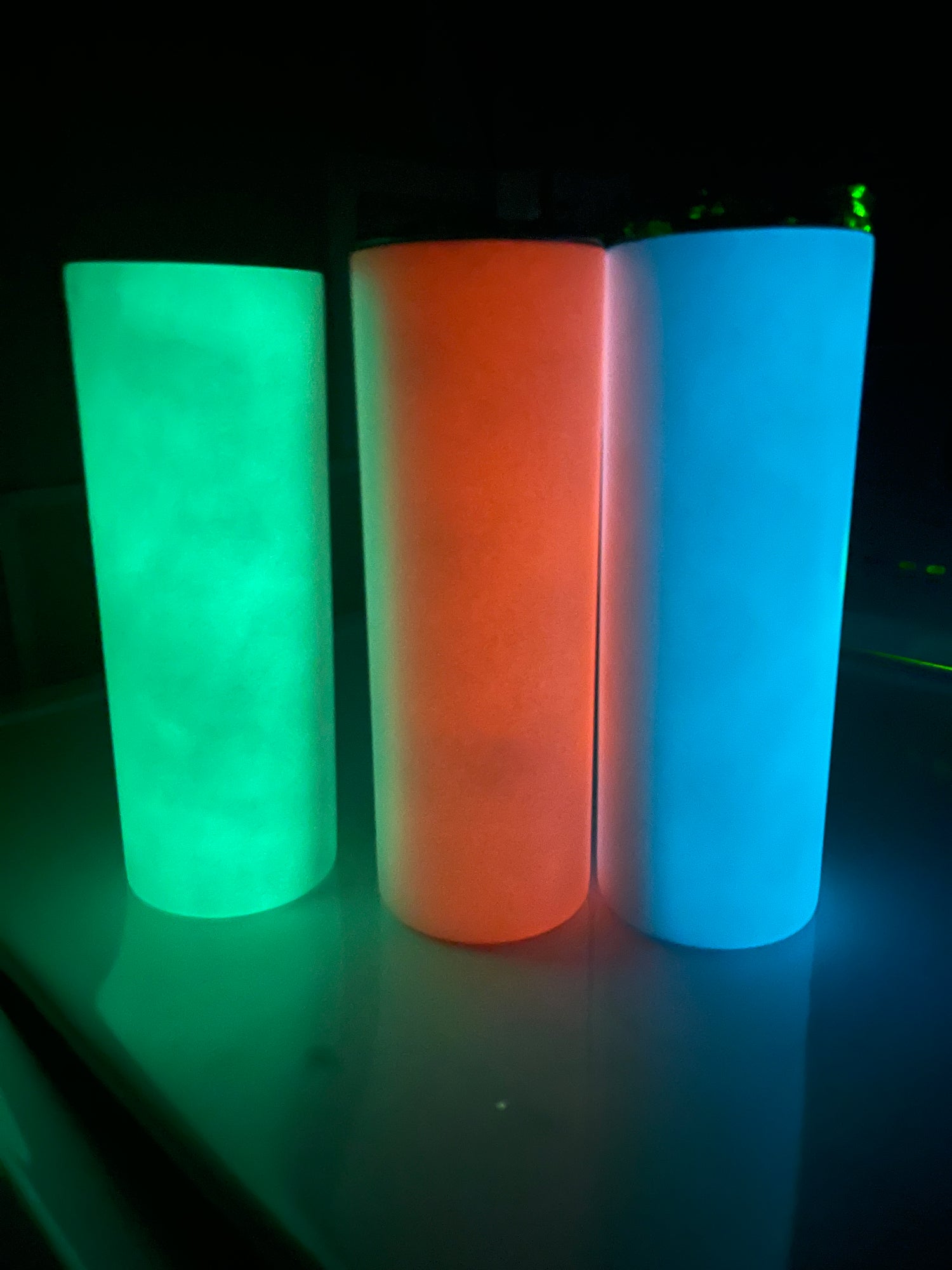 Glow in the dark cups in your choice of green, blue, or red/orange with  your choice of design